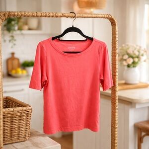 Chico’s Pink Pima Cotton Short Sleeve Tee Size 2 Soft Classic Fit